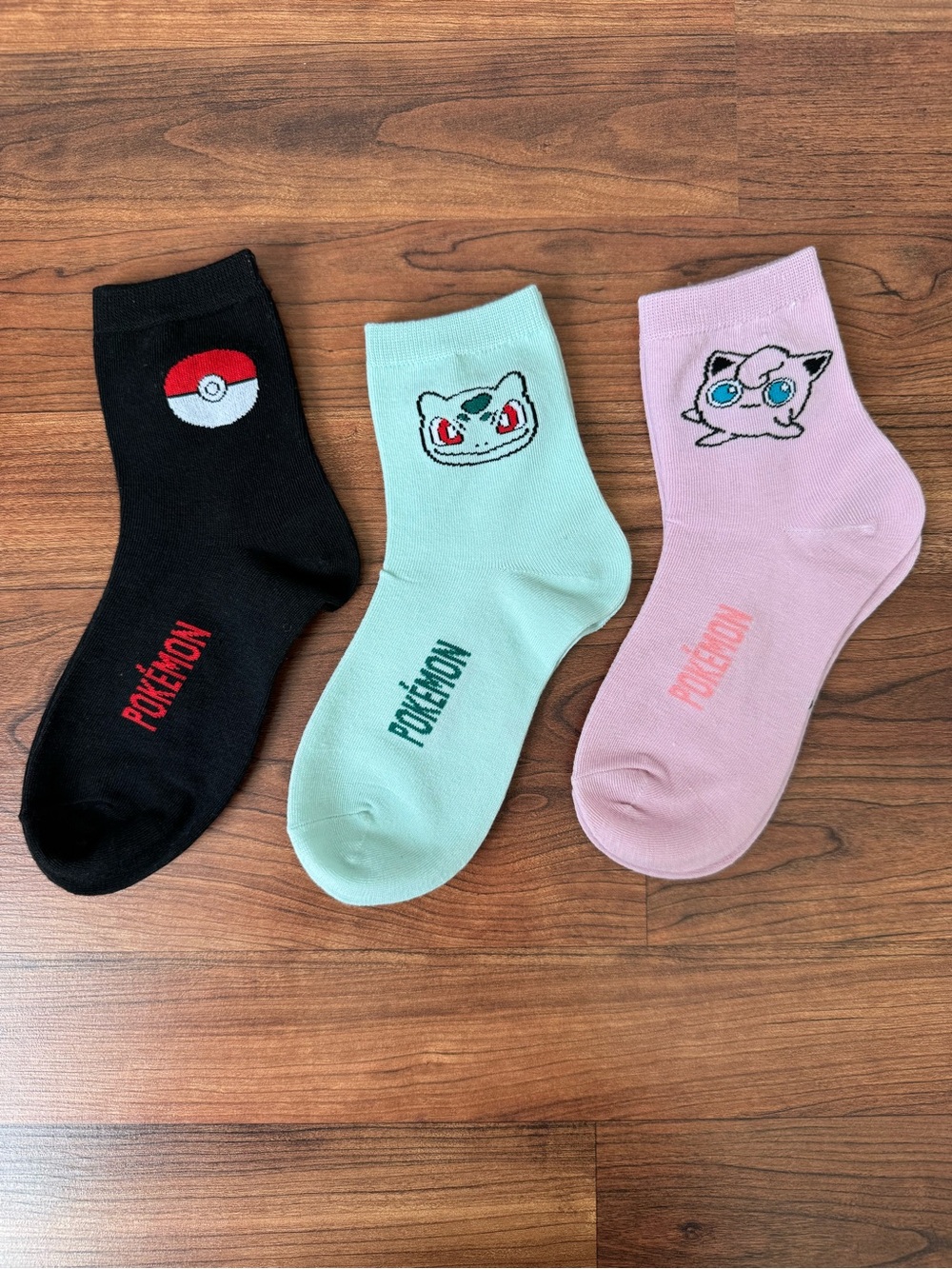 Pokémon | Trio Crew Socks - Mint, Pink, Black